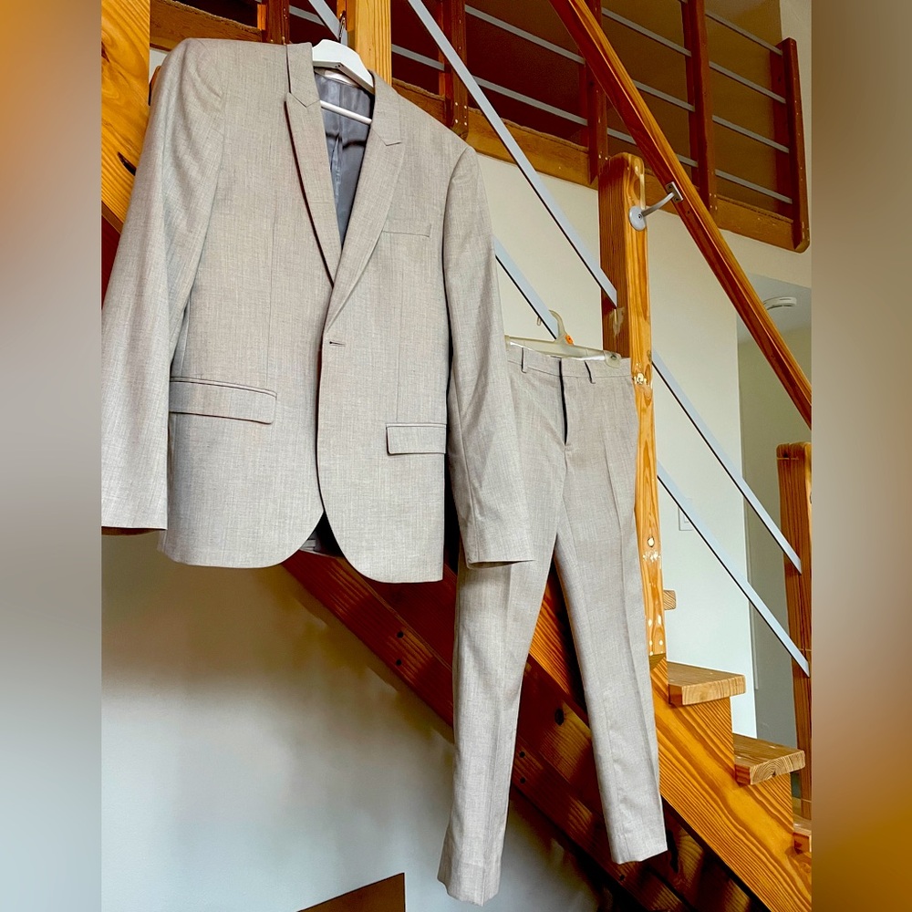 COPY - Topman beige 38R suit with 30s slacks
